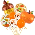 Dettaglio del set di palloncini a tema autunno con zucca, ghianda e foglie d'acero - Fascio di Palloncini del Ringraziamento 9
