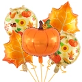 Set 5 palloncini per il Ringraziamento con zucca, foglie di acero e motivi autunnali - Set Da 5 Pezzi Per Il Giorno Del Ringraziamento 1