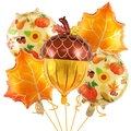 Dettaglio del set di 5 palloncini per il raccolto autunnale con ghianda e foglie d'acero - Set Da 5 Pezzi Per Il Giorno Del Ringraziamento 4