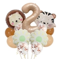 Detail-Ansicht des Waldtier-Ballon-Sets mit Nummer 2, Löwe, Tiger und Gänseblümchen - Nummer 2 (Retro Tier Set 2)
