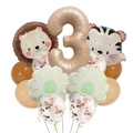 Detail von Dschungel-Thema 3. Geburtstag Ballon-Set mit Löwe und Tiger Folienballons - Nummer 3 (Retro Tier Set 3)