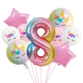 Einhorn-Thema 8. Geburtstag Set mit großer Regenbogen-Zahl 8 und Folienballons - Einhorn Nummer 8 Set