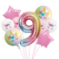 Einhorn Geburtstag Set mit Regenbogen Nummer 9 Ballon und Sternfolien für Partydeko - Einhorn Nummer 9 Set