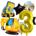 Dettaglio set palloncini cantiere con numero 3 dorato per decorazione compleanno - Stile Escavatore (6015969975930)