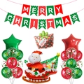 Set decorazioni natalizie con striscione Merry Christmas, palloncino Babbo Natale e lattice - Set di Banner Babbo Natale