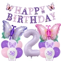 Détails du kit fête 2 ans papillon avec bannières violettes et ballons en aluminium - Style Deuxième Anniversaire Thème Papillon
