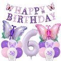 Kit décoration anniversaire papillon 6 ans avec ballons violets et bannières - Style Sixième Anniversaire Thème Papillon