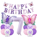 Détails du kit d'anniversaire papillon avec bannière violette et ballons - Style Septième Anniversaire Thème Papillon
