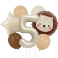Detail von cremefarbenem Löwen- und Zahlen-5-Folienballon-Set für den 5. Geburtstag - Löwenkopf Ballon Set 5 (animal001)
