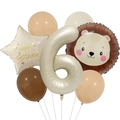 Detail eines Geburtstagsballon-Sets mit einer großen Zahl 6 und Löwen-Motiv - Löwenkopf Ballon Set 6 (animal001)