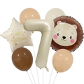 Details zum cremefarbenen Zahlenballon 7 Set mit Löwe und Stern für Geburtstagsdeko - Löwenkopf Ballon Set 7 (animal001)