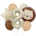 Detail eines 8. Geburtstag Ballon-Sets mit Löwenkopf, goldener Nummer 8 und Sternballon - Löwenkopf Ballon Set 8 (animal001)