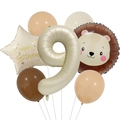 Detailset aus cremefarbener Zahl 9, Löwen- und Sternballons für die Deko zum 9. Geburtstag - Löwenkopf Ballon Set 9 (animal001)