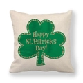 Detail of linen shamrock pillow cover with Happy St. Patrick's Day gold glitter text - Golden Glitter Text Shamrock (14) / 45x45cm