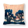 Detailed view of square pillowcase with Joshua Tree desert sunset print on peach skin fabric - Desert Sunset Art Silhouette Style (37) / 18x18 Inch