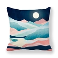 Detail of soft peach skin cushion cover with marble sun and mountain Nordic pattern - Fresh Elegant Abstract Mountain Moon Style (38) / 18x18 Inch