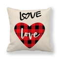 Housse de coussin en lin avec texte LOVE noir et cœur à carreaux rouges et noirs - Style Double LOVE Lettre Cœur Carreaux (10) / 45x45cm