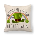 Linen Saint Patrick's Day pillow cover with leprechaun hat and rainbow design - Trust Me Leprechaun (7)