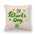Linen St. Patrick's Day pillow cover with green clover and artistic festive lettering - Classic Holiday Design (8)
