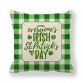 Green and white gingham St. Patrick's Day cushion cover with Irish holiday slogan - Everyone's Irish Slogan (7)
