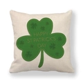 St. Patrick's Day linen pillowcase with green shamrock and Happy Day slogan - Shamrock Wreath Text (3) / 45x45cm