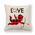 Housse de coussin en lin Saint-Valentin avec Cupidon à carreaux rouges - Style LOVE Flèche de Cupidon (13) / 45x45cm