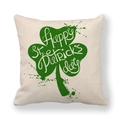 Linen St. Patrick's Day pillowcase with a large green shamrock and festive text - Large Shamrock Pattern (4) / 45x45cm
