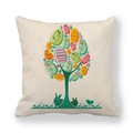 Linen Easter pillowcase featuring colorful egg tree and rabbit silhouettes on white - Easter Egg Tree Style (Style 1)