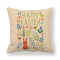 Happy Easter linen pillowcase featuring artistic rabbit, colorful mushrooms and floral prints - Natural Garden Happy Easter Style (8)