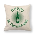 Linen St. Patrick's Day pillow cover with green beer bottle and shamrock design - Beer Bottle with Shamrock (5) / 45x45cm