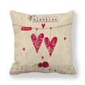 Linen Valentine cushion cover with red hearts, roses and musical notes print - Musical Notes and Heart (5)