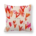 Close-up of Valentine's Day linen pillowcase with hearts and Be Mine text design - 18x18 Inch / Be Mine Heart Watercolor Style (6)