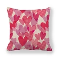 Detailed texture of linen pillowcase with romantic colorful heart patterns and red prints - 18x18 Inch / Full Pattern Multi-color Heart Texture Style (8)