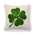 Linen Saint Patrick's Day pillow cover with green clover and festive text on white - Black Script Shamrock (7) / 45x45cm