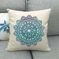 Detailed close-up of mandala pattern print on premium linen fabric pillow case - Dark Teal Mandala (5)