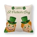 Linen St. Patrick's Day pillowcase with cute leprechauns and shamrocks design - Irish Leprechaun Cartoon (8) / 45x45cm