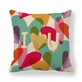 Linen Valentine heart pillowcase with colorful overlapping patterns and gold I Love U print - 18x18 Inch / I Love U Confession Style (1)