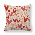 Linen Valentine square pillowcase with dense red and pink heart patterns on beige fabric - 18x18 Inch / Dense Colorful Hearts Style (2)