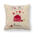 Linen Valentine pillow cover featuring red heart envelopes and love sheet music design - Heart Envelope Sheet Music (7)