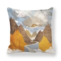 Abstract mountain sun scenery peach skin pillowcase with vibrant modern landscape art - Gold Brown Mountains Clouds (3)