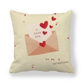 Linen Valentine cushion cover with heart envelope print and Be My Valentine text - Be My Valentine Envelope (8)
