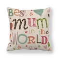 Funda de cojín de lino con texto Best mum in the WORLD y decoración de corazón - Patrón Floral Mejor Mamá del Mundo (13) / 45x45cm