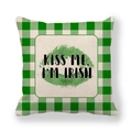 Fodera per cuscino San Patrizio in lino con quadri verdi e scritta Kiss Me I'm Irish - Stile Kiss Me I'm Irish Schizzo (17)