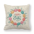 Linen Easter pillowcase with colorful egg wreath and Happy Easter text print - Easter Egg Wreath Style (Style 7)