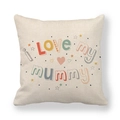 Funda de cojín de lino con frase 'I love my mummy' en colores y diseño de estrellas - Patrón Estilo Doodle Amo a Mami (15) / 45x45cm