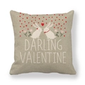 Linen Valentine's Day pillowcase with cute white kissing rabbits and red hearts - Kissing Bunnies Design (12)