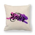 Linen Happy Easter pillowcase with purple splash art on a natural beige background - Purple Art Splash Style (Style 10)