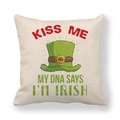 Linen Saint Patrick's Day pillow cover with green hat and Kiss Me I'm Irish print - Irish Hat with Text (17) / 45x45cm