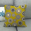 Housse de coussin en lin jaune vif avec motifs géométriques de mandalas - Housse Uniquement / Mandala Jaune Vif (16)