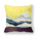 Abstract marble landscape pillowcase with blue moon and mountain print on peach skin fabric - Dark Blue Full Moon Mist (25)